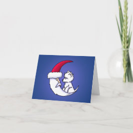 Tarjeta Festiva KiniArt Westie Santa Luna