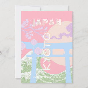 Tarjeta Festiva Kioto Japón: Arte de viajes, Pastel rosa
