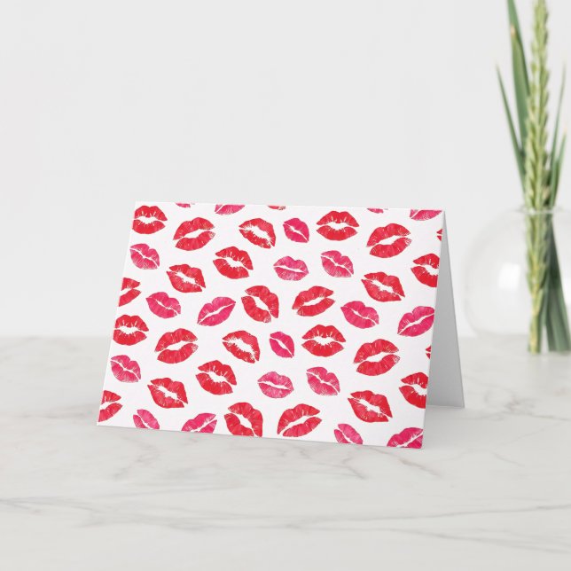 Tarjeta Festiva Kiss Lip Marks Valentines Day Card (Anverso)