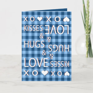Tarjeta Festiva Kiss y abrazos y amor Gingham controlados