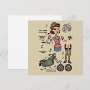 Tarjeta Festiva Kit de muñecas de papel de estilo vintage aventura