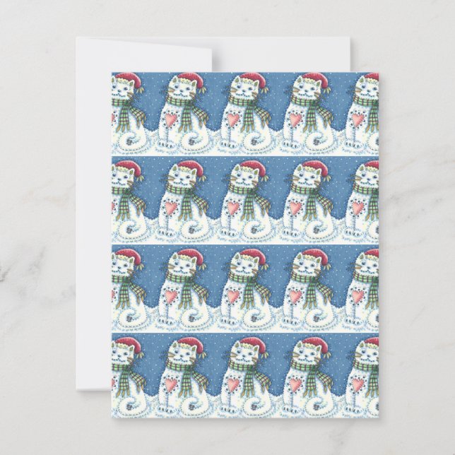 TARJETA FESTIVA KITTEN DE NIEVE, GATO Y RATÓN DE NIEVE (Anverso)