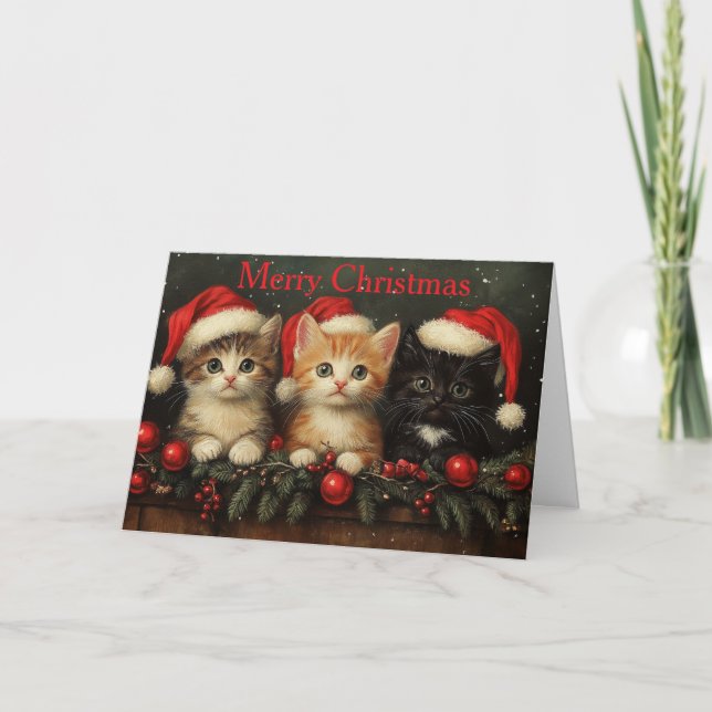 Tarjeta Festiva Kittens at Christmas (Anverso)