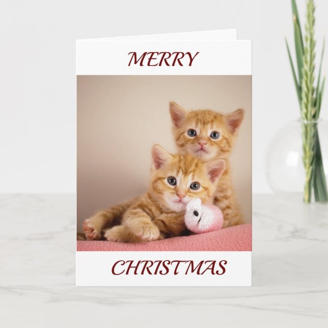 TARJETA FESTIVA KITTENS SALE A DECIR *FELIZ NAVIDAD* (Anverso)