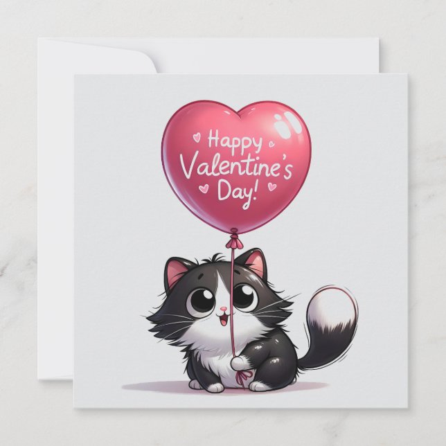 Tarjeta Festiva Kittern del Día de San Valentín (Anverso)