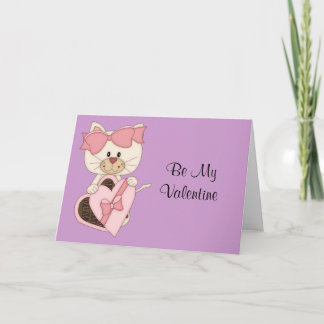 Tarjeta Festiva Kitty femenina de San Valentín con chocolate