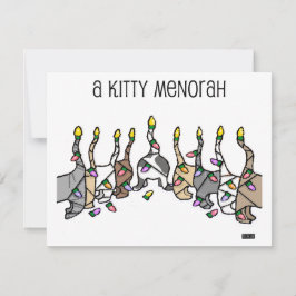 Tarjeta Festiva Kitty Menorah para gatos Hanukkah