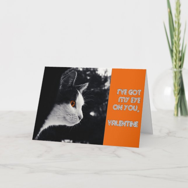 Tarjeta Festiva Kitty tiene su ojo en ti moderno San Valentín (Anverso)