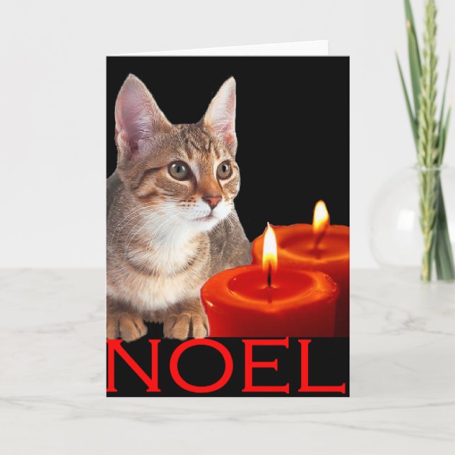 Tarjeta Festiva Kitty y velas (Anverso)