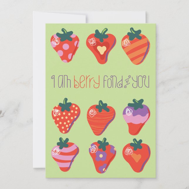 Tarjeta Festiva Kiwi Soy Berry Fond of You Valentine (Anverso)