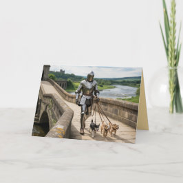 Tarjeta Festiva Knight Walkin' the Dog Card