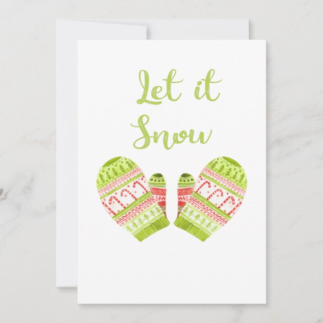 Tarjeta Festiva Knited Christmassy Mittens (Anverso)