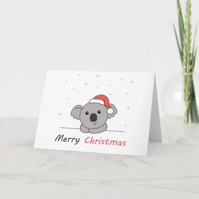Tarjeta Festiva Koala Christmas Snow Winter Animals Koalas Coffee  (Anverso)