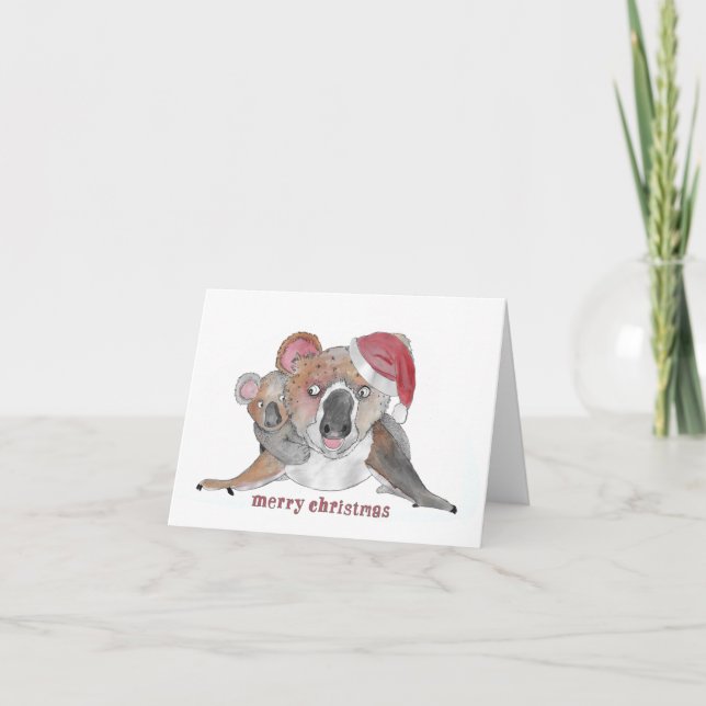 Tarjeta Festiva Koala Merry Christmas (Anverso)