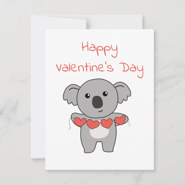 Tarjeta Festiva Koala Para Animales Dulces El día de San Valentín  (Anverso)