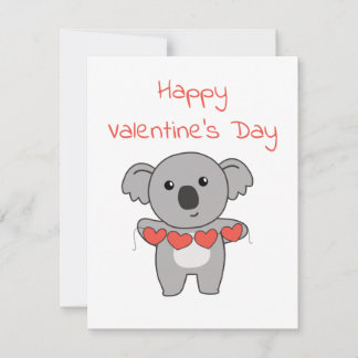 Tarjeta Festiva Koala Para Animales Dulces El día de San Valentín 