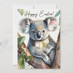 Tarjeta Festiva Koala sentado en un eucalipto
