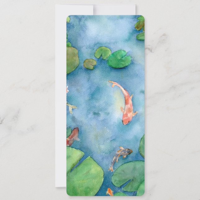 Tarjeta Festiva Koi Fish Pond watercolor (Anverso)