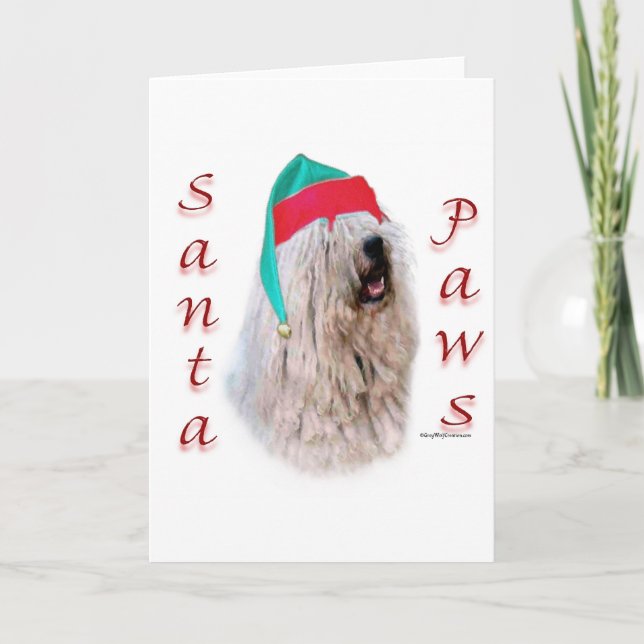 Tarjeta Festiva Komondor Santa Paws (Anverso)