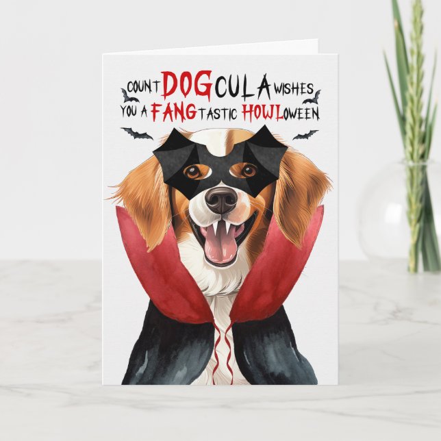 Tarjeta Festiva Kooikerhondje Dog Funny Count DOGcula Halloween (Anverso)