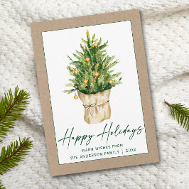 Tarjeta Festiva Kraft de escritura de tinta de caligrafía de árbol