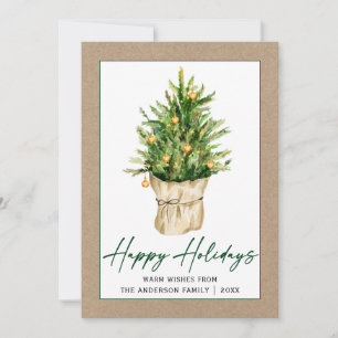 Tarjeta Festiva Kraft de escritura de tinta de caligrafía de árbol