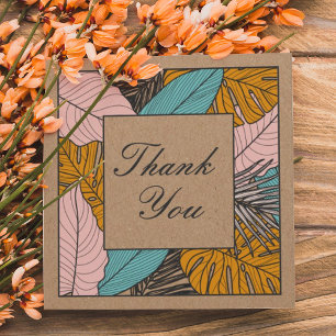 Tarjeta Festiva Kraft Floral Moderno Gracias