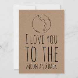 Tarjeta Festiva Kraft Paper Cute Moon Funny Día de San Valentín