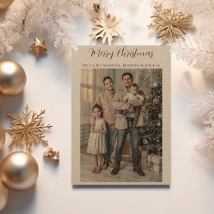 Tarjeta Festiva Kraft Paper Merry Christmas Family Photo