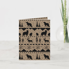 Tarjeta Festiva Kraft Rústico Nórdico Sweater Black Winter Animale