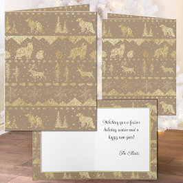 Tarjeta Festiva Kraft Rústico Nórdico Sweater Gold Winter Animales