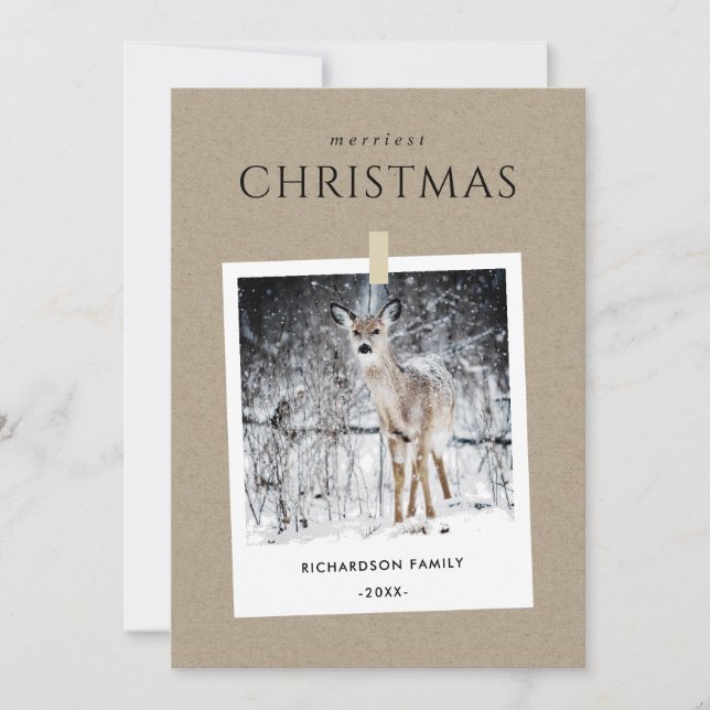 TARJETA FESTIVA KRAFT WINTHROP SNOW DEER MERRIEST NAVIDADES (Anverso)
