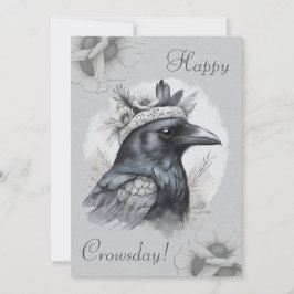 Tarjeta Festiva Krähe Crow Rabe Portrait Blumen Karte