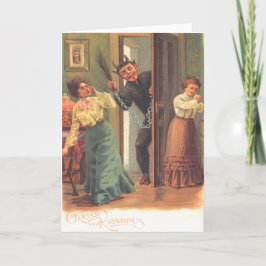 Tarjeta Festiva Krampus Castigando A Las Mujeres