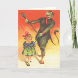 Tarjeta Festiva Krampus Castigando A Un Niño