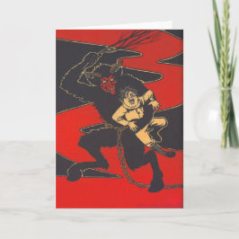 Tarjeta Festiva Krampus Castigando A Un Niño Con Interruptor