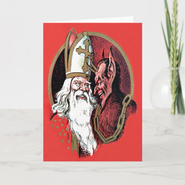 Tarjeta Festiva Krampus de San Nicolás Rojo (Anverso)