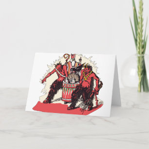 Tarjeta Festiva Krampus dual y St. viejo Nick