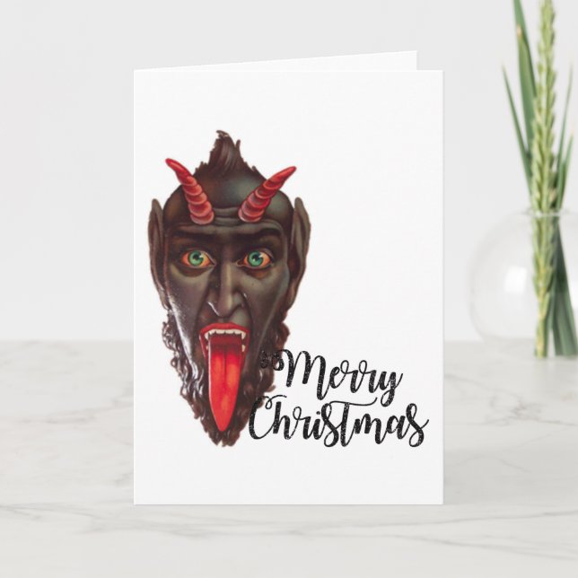Tarjeta Festiva krampus merry christmas (Anverso)