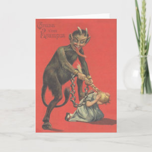 Tarjeta Festiva Krampus que castiga al chica