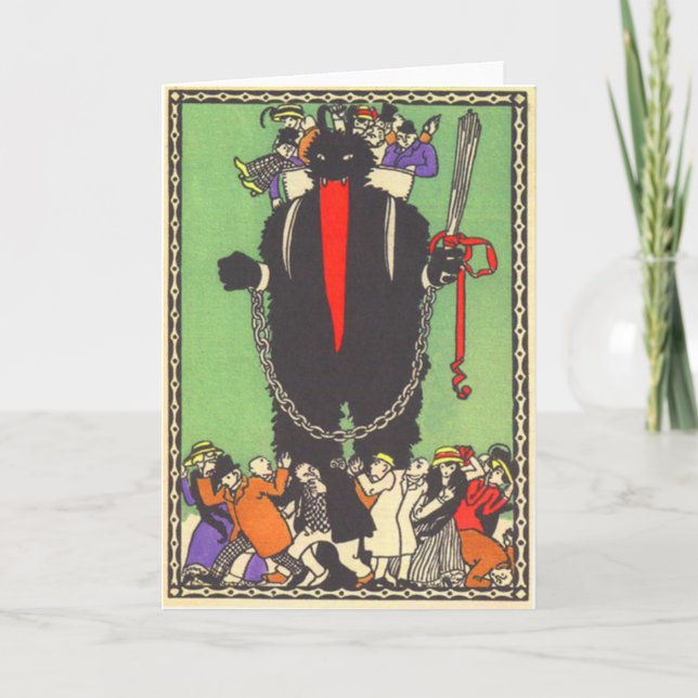 Tarjeta Festiva Krampus que recoge a la mala gente (Anverso)