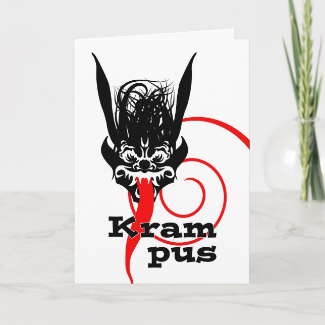 Tarjeta Festiva Krampus viene, la bestia de Krampusnacht con lengu (Anverso)