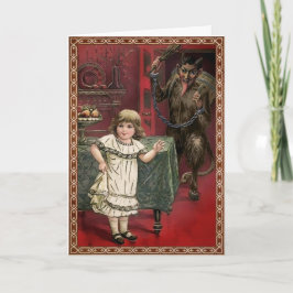 Tarjeta Festiva Krampus vintage y niño