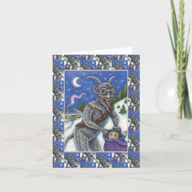 TARJETA FESTIVA KRAMPUS Y NIÑOS PEQUEÑOS, HISTORIA DE NAVIDADES AS (Anverso)
