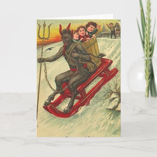 Tarjeta Festiva Krampus y su tridente (Anverso)