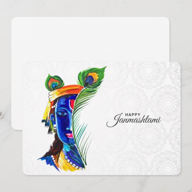 Tarjeta Festiva Krishna Janmashtami (Anverso / Reverso)