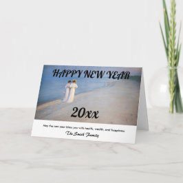 Tarjeta Festiva Kroyer - Feliz Año Nuevo y playa de Skagen