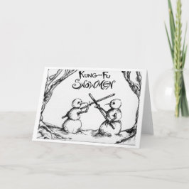 Tarjeta Festiva Kung Fu Snowmen