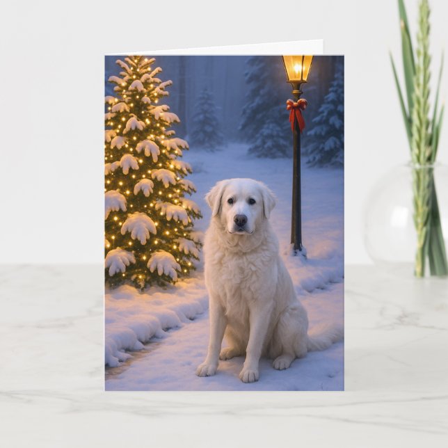 Tarjeta Festiva Kuvasz Holiday Card (Anverso)