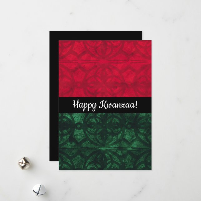Tarjeta Festiva Kwanzaa Acuarela Batik   (Anverso/Reverso In Situ)